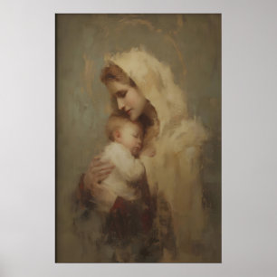 Poster Retrato de Maria com o Menino Jesus, Parede Cristã