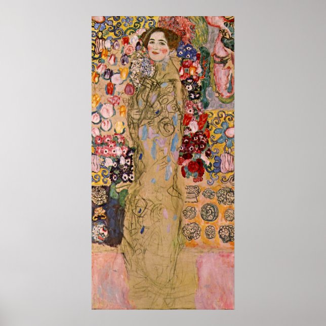Pôster Retrato de Maria Munk por Gustav Klimt (Frente)