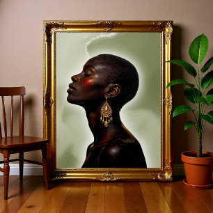 Poster Retrato de Mulher Afrocentrada, Africano Minimalis