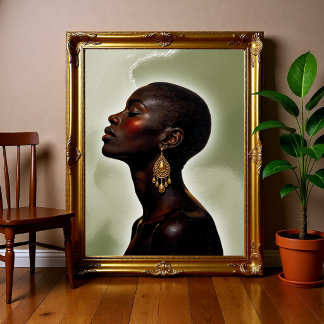 Poster Retrato de Mulher Afrocentrada, Africano Minimalis