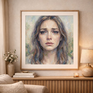 Poster Retrato de Mulher ao Estilo Impressionista de Dor