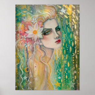 Pôster Retrato de Mulher Bonita Arte Fantasia