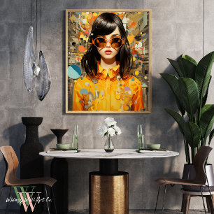 Poster Retrato de Mulher Colorida Maximalista Bold