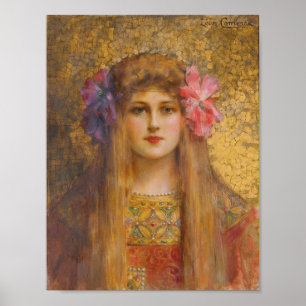 Poster Retrato de Mulher com turbante florido