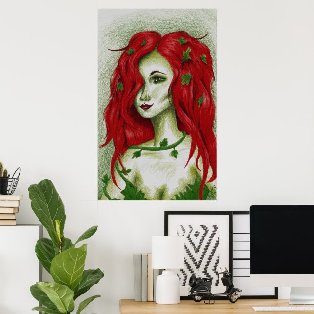 Pôster Retrato de mulher ruiva fofa Ninfa da Hera Arte Fa (Escritório em casa)