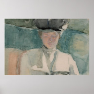 Poster Retrato de Mulher Vitoriana em Aquarela Tom Pastel