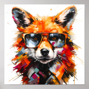 Poster Retrato de óculos de sol de raposa animal abstrato