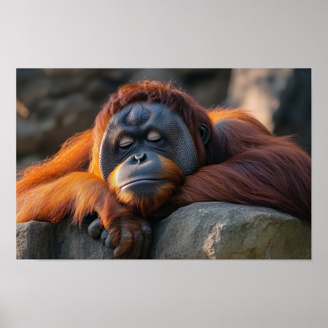 Poster Retrato de Orangotango Selvagem Relaxando (Frente)