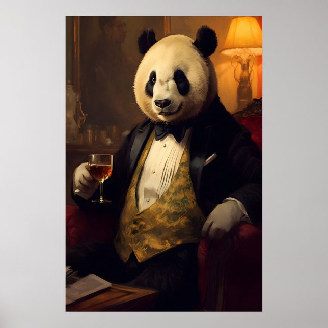 Poster Retrato de Panda Aristocrático, Arte de Parede de  (Frente)