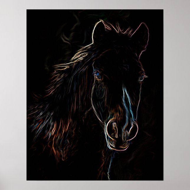 POSTER RETRATO DE PERFIL DE UM CAVALO (Frente)