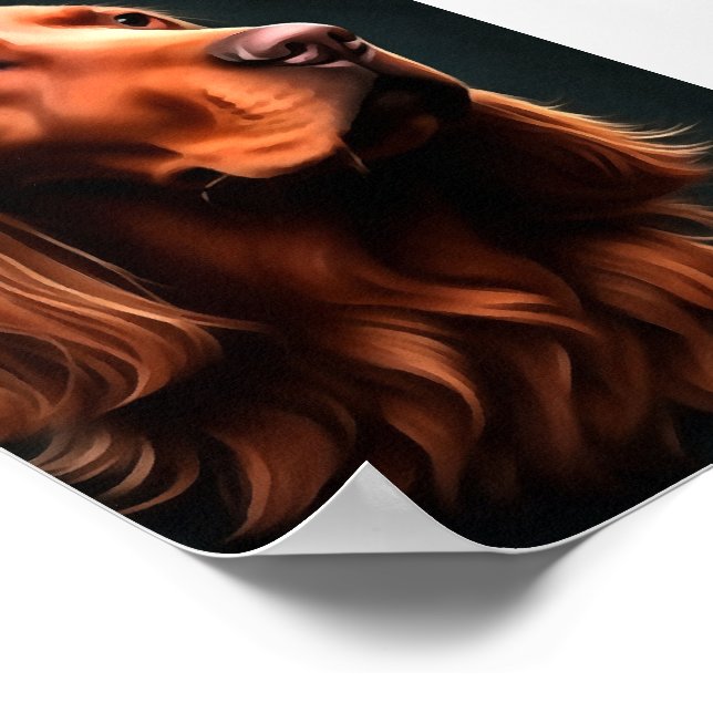 Poster Retrato de Pet de Arte Fina do Irish Setter (Borda)