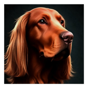 Pôster Retrato de Pet de Arte Fina do Irish Setter