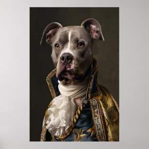 Poster Retrato de Pitbull do Renascimento, Arte Canina Re