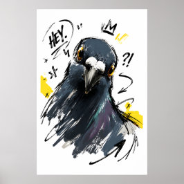Poster Retrato de Pombo Atrevido – Pombo Desenhado à Mão