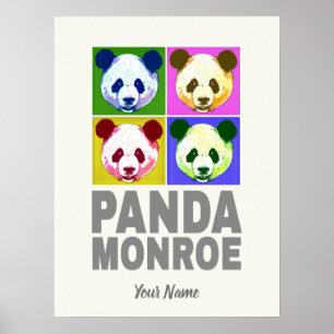 Poster Retrato de Pop de Arte do Urso Panda Monroe