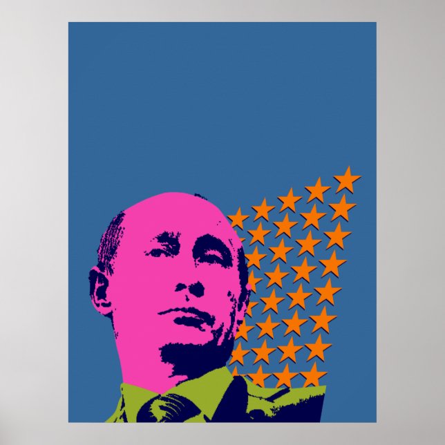 Poster Retrato de Pop de Arte Putin Rosa (Frente)