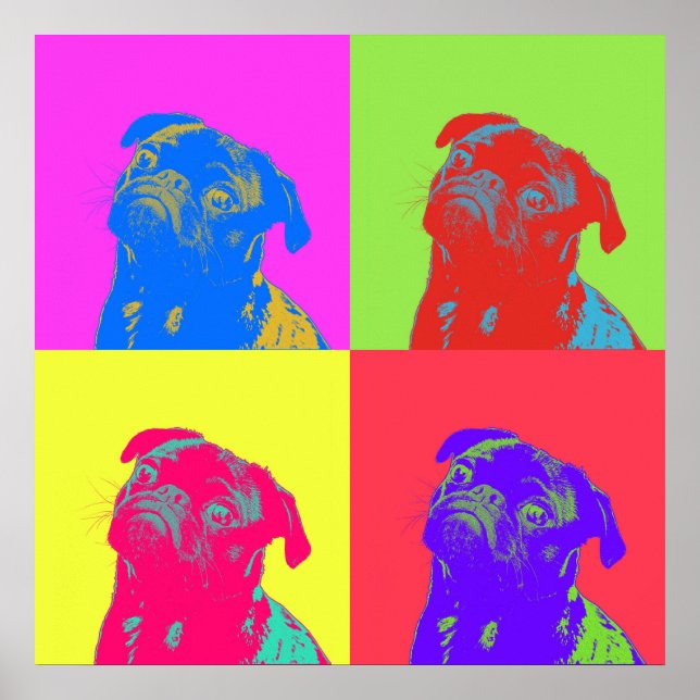 Poster Retrato de Pug pop Art (Frente)
