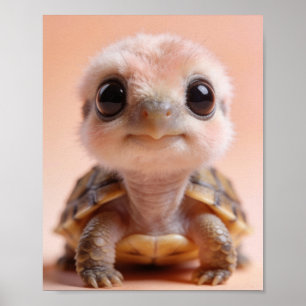 Poster Retrato de Tartaruga Bebê Arte de Berçário Oceano