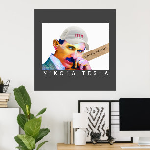 Poster Retrato de Tesla Engraçado