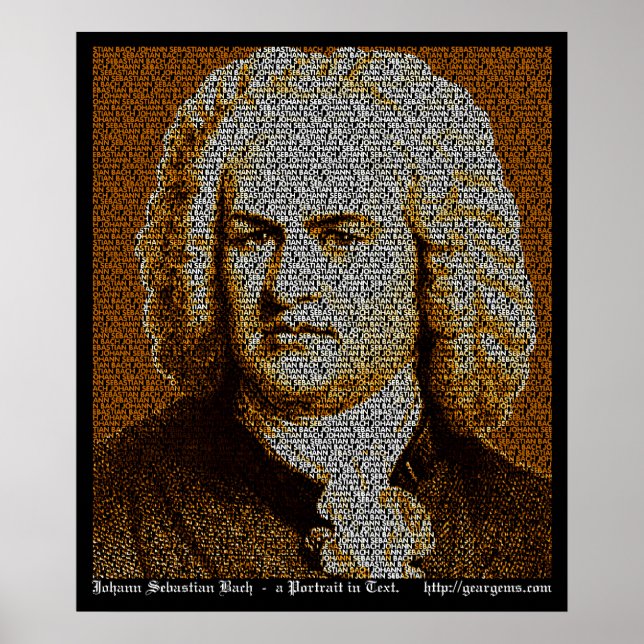 Pôster Retrato de texto JS Bach (Frente)