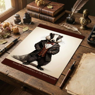 Poster Retrato de Texugo Dark Academia Vintage Arte de Bi