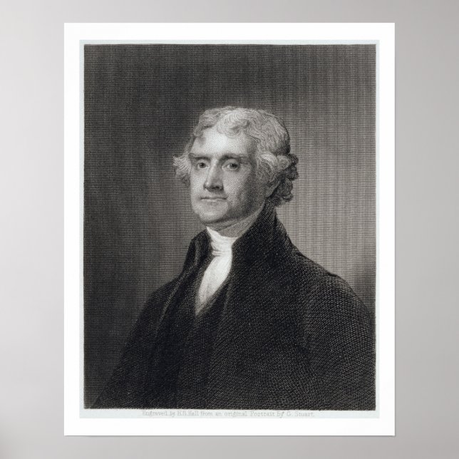 Poster Retrato de Thomas Jefferson, gravado por Henry Br (Frente)