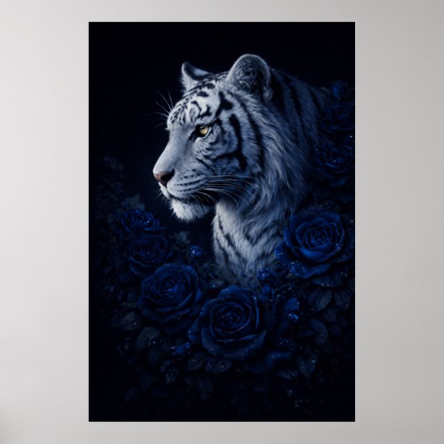 Poster Retrato de Tigre Branco – Poder Calmo e Olhar Sile (Frente)