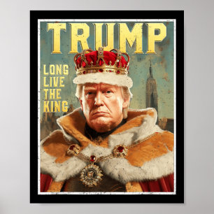 Poster Retrato de Trump Assinatura Longa Vida ao Rei Vint
