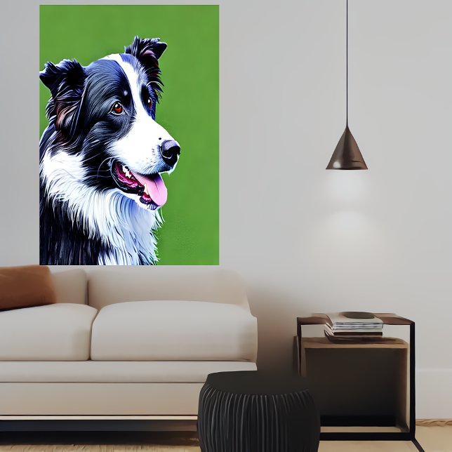 Poster Retrato de um adorável collie de fronteira | Arte  (Criador carregado)