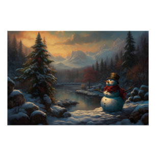 Pôster Retrato de um Amigo Congelado   Snowman de Natal