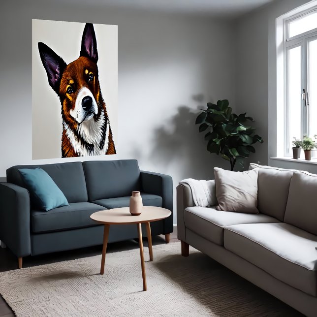 Poster Retrato de um bonito Kelpie australiano | Arte AI (Criador carregado)