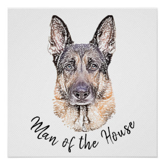 Pôster Retrato de um Cachorro German shepherd Arte Espeta