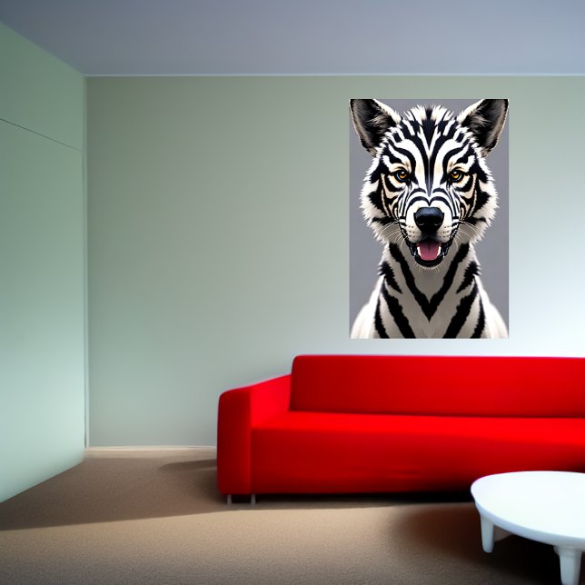 Poster Retrato de um cão com listras-zebra | Arte AI (Criador carregado)