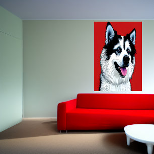 Poster Retrato de um cão esquimó americano   AI Art Poste