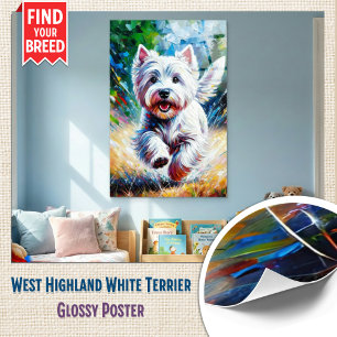 Pôster Retrato de um cão West Highland White Terrier "Wes