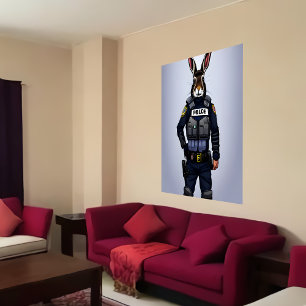 Poster Retrato de um coelho de uniforme policial Arte A
