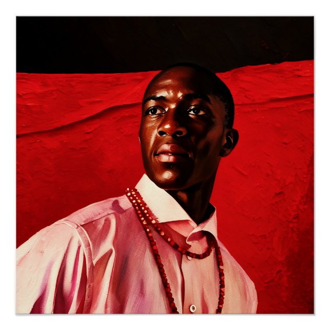 Pôster Retrato de um Confiante em Camisa Rosa com Vermelh (Frente)