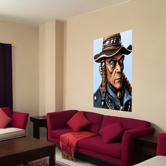 Poster Retrato de um cowboy Alienígena com um chapéu | Ar (Criador carregado)