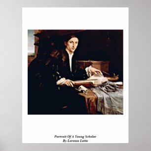Poster Retrato de um erudito novo por Lorenzo Lotto