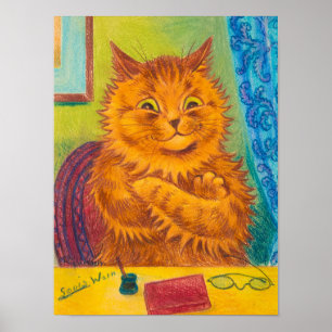 Poster Retrato de um Gato Laranja Literário de Louis Wain