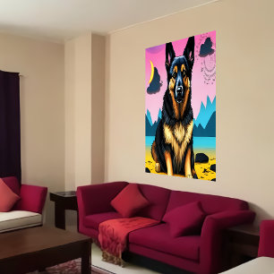 Poster Retrato de um German shepherd fofo Arte AI