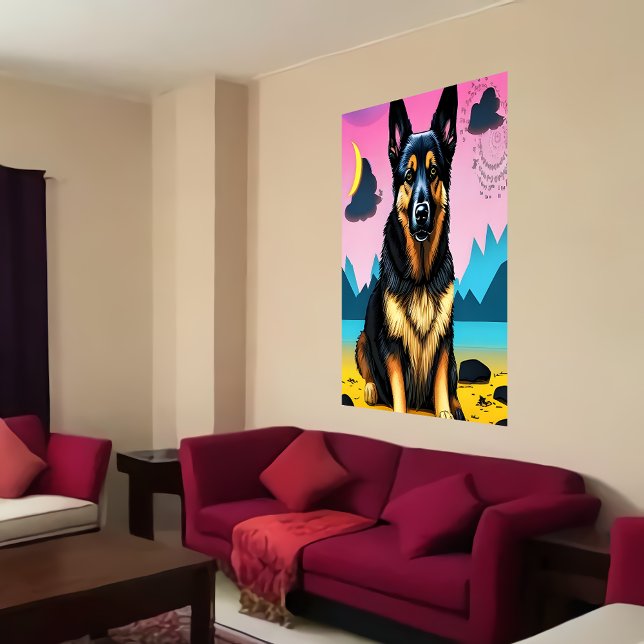 Poster Retrato de um German shepherd fofo | Arte AI (Criador carregado)