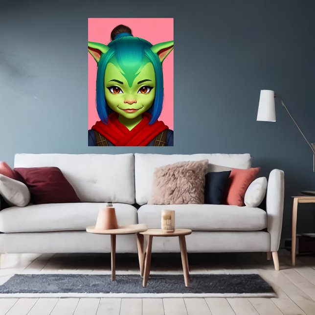 Poster Retrato de um goblin humano feminino | Arte AI (Criador carregado)