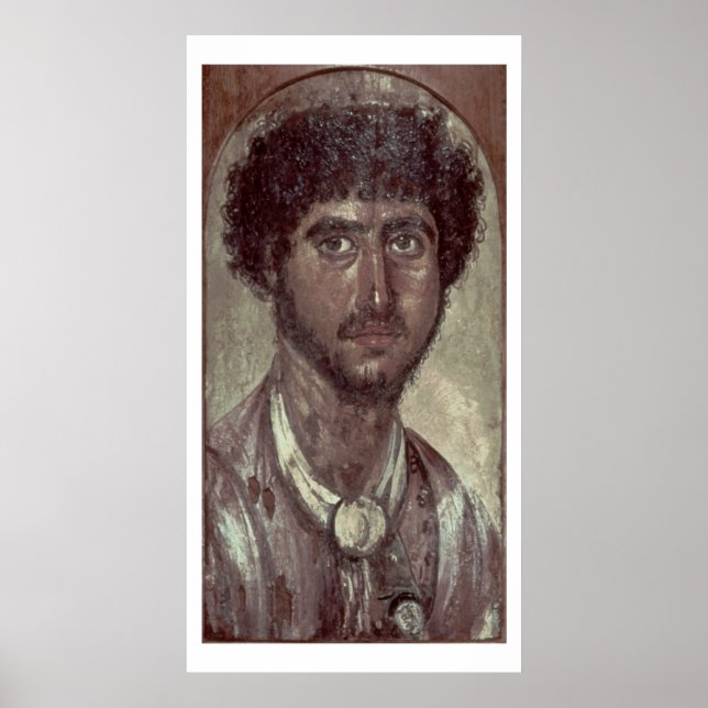 Pôster Retrato de um grego, de Fayum, Romano-Egípcio, (Frente)