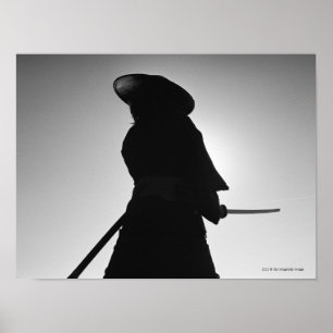 Poster Retrato de um guerreiro do samurai que guardara