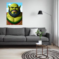 Retrato de um híbrido anão-orc com barba | Arte AI