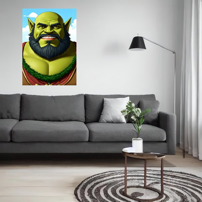 Poster Retrato de um híbrido anão-orc com barba | Arte AI (Criador carregado)