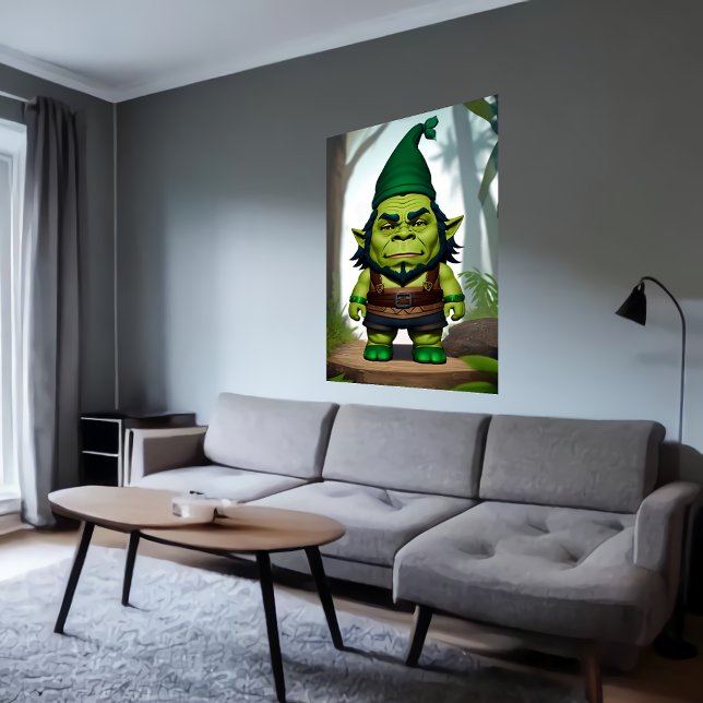 Poster Retrato de um híbrido Orc Gnomo Verde | Arte AI (Criador carregado)