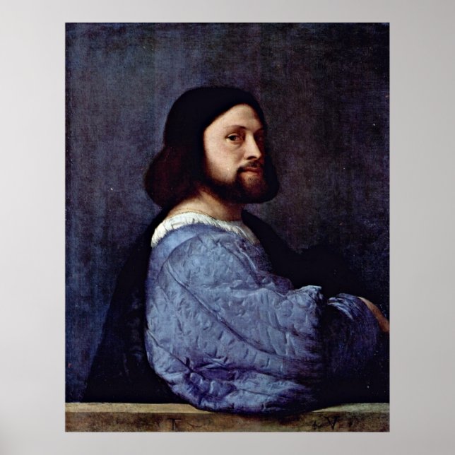 Pôster Retrato de um Homem (L'Ariosto) por Tiziano Vecell (Frente)