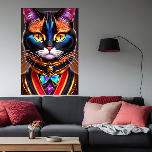 Poster retrato de um legal Gato Antropomórfico Arte AI